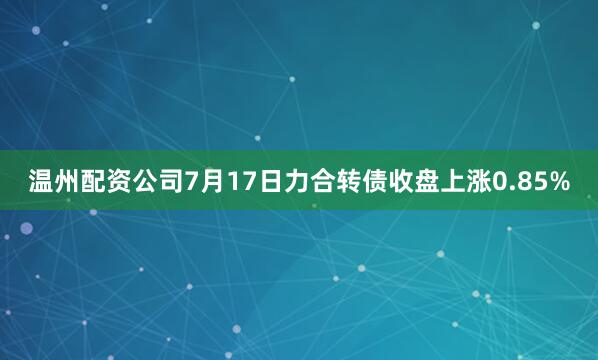 温州配资公司7月17日力合转债收盘上涨0.85%